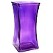 Flower Rose Bunch Glass Gathering Vase Decorative Centerpiece for Home or Wedding (Fits Dozen Roses) - Square - 8.75" Tall, 4.5" Opening, Purple