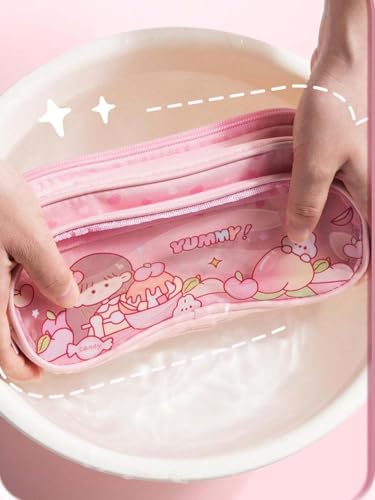 Image of Invite Canvas Large Capacity Transparent Cartoon Print Pencil Case 3 Compartment Cute Aesthetic Pencil Case for Girls Multifunctional Stationery Organizer for School Office (Blue-Astronaut)