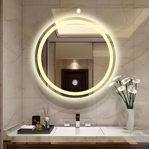 Image of LAVISTA Led Mirror for Bathroom with 3 in 1 Led Light (WAM, White & Warm White) | Wash Basin Mirror for Wall (24 X 24 Inch)