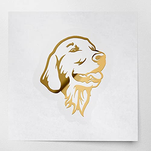Decal Stickers of Golden Retriever (Metallic Gold) Luxury Weatherproof Vinyl