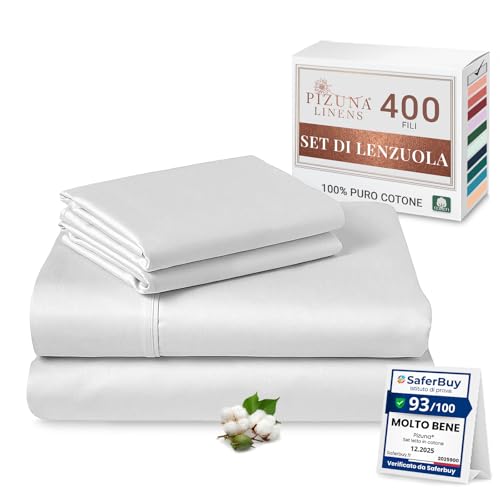 Pizuna Set lenzuola letto king size Cotone 160x200 cm Bianco,