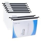 Y YOMA Plastic Hanging File Folders, Letter Size, 1” Expansion 24 Pack Clear Reinforced Hanging Folders with Tabs, Transparent Waterproof for Filing Cabinet Bulky Files Home Office