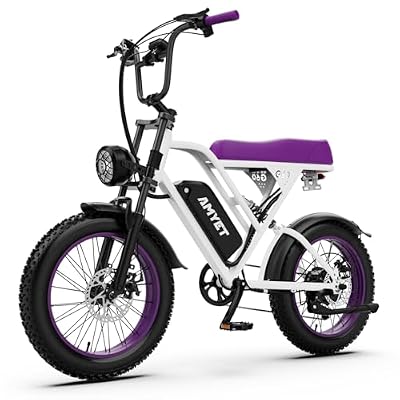 AMYET V9-G60 Electric Bike for Adults, Peak 1500W Moped Ebike with Removable Battery 48V 20Ah(960WH), 20" Fat Tire Dirt E Bike Adults, E Bikes for Adults Electric with UL 2849 Certified (Purple)
