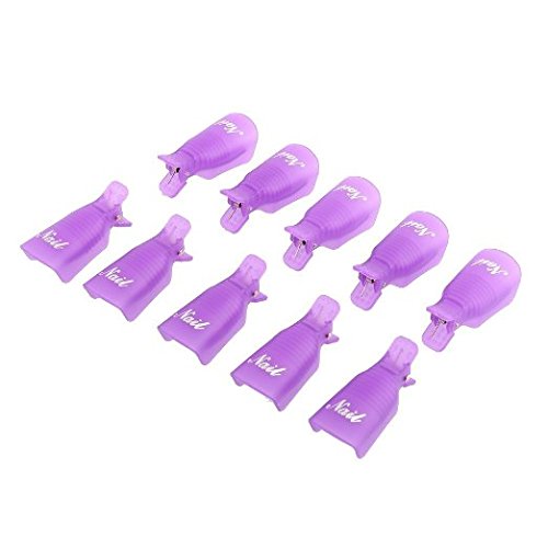 Beauticom® Acrylic Nail Art Soak Off Cap Clip UV Gel Polish Remover Wrap Reusable Keeper Manicure Tool (PINK, WHITE, PURPLE, & RED) (20 Pieces, PURPLE)