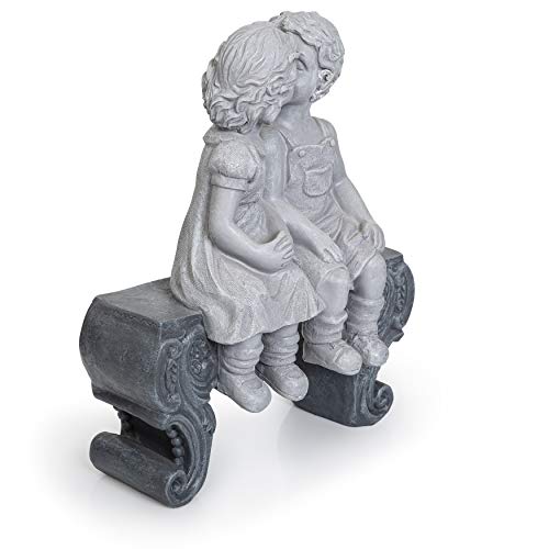 Boy & Girl Kissing Garden Statue (Large) Decorative Yard and Lawn Decoration | Weather-Resistant Ceramic | Inspiring Love and Romance Decor 15" x 12-1/2" x 5-3/4" - Thumbnail 4