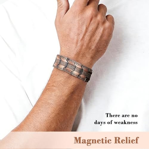 Image of GUSTAVE 4Pcs Bracelet for Man Copper Magnetic Metal Link Bracelets with Gift Box Rose Gold Ring Adjustable Length with Sizing Tool Punk Hip-hop Jewelry Set for Men Women