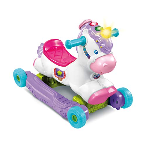 VTech - Cléo, Ma Licorne Basculo, Porteur Bébé Évolutif, Licorne à Bascule Interactive, Jouet d'Activité et de Développement, Éveil Musical, Cadeau...