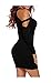 Carprinass Womens Long Sleeve Sexy Off Shoulder Bodycon Party Bandage Club Dresses Black XL