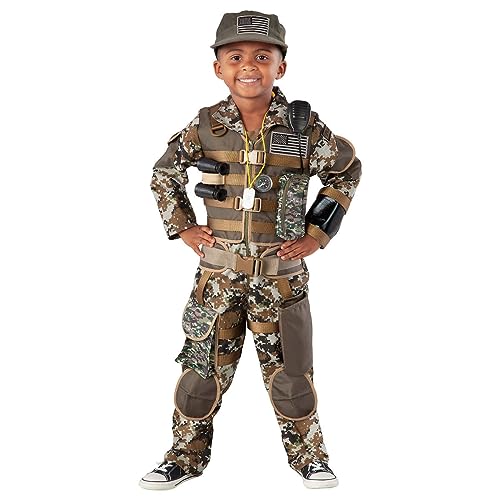 Teetot Adventure Factory Special Forces Military Child Halloween Costume Kids Army Camo Jumpsuit, Vest, Hat & Toy Accessories (M (7/8))