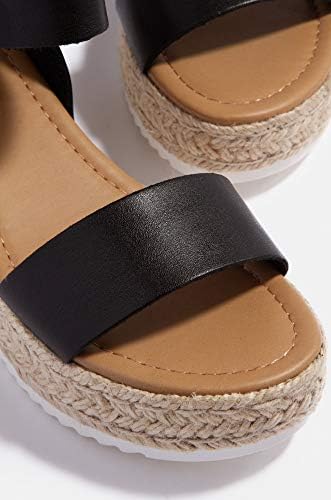 Soda Womens Open Toe Ankle Strap Espadrille Sandal, Black, 85 M US | Image 4