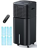 CENSTECH 4-IN-1 Portable Air Conditioners, Evaporative Air Cooler w/4 Modes & 3 Speeds, 15H Timer for Smart Auto-off, 2-Gal Tank for 20H Cooling,17FT Remote,No Hose Needed,120°Oscillating Swamp Cooler