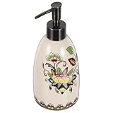 CONGARTENO Dispensador de Jabón Cerámico Vintage con Diseño Ergonómico para Baño y Cocina Botella Decorativa Multifunción para Jabón de Manos Detergente y Champú Organizador Práctico y