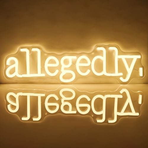 Jeanchrl Allegedly Neon Sign Allegedly Neon Light for Room Dimmable Law Light Up Sign for Law Student Warm White LED Sign for Bedroom Law Office School Wall Art Decoration Law School Graduation Gifts
