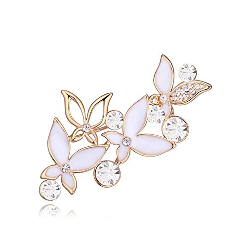 Crystalline Azuria Femme Broche Fleurs Blanches 18ct Plaqué Or avec Cristaux Blancs Cover