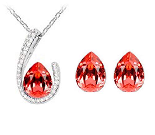 Preisvergleich Produktbild Inception Pro Infinite - Schmuckset - zweiteilig - Halskette - Strass - Stein - Damenohrringe - rote Farbe