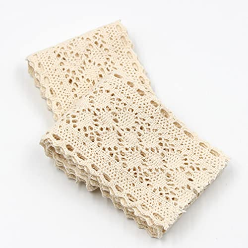 5 Yards Beige Lace Edging Trim Ribbon,Crochet Cotton Lace Trimming,Vintage Lace Ribbon,Lace Fabric Trim for Sewing Crafts Wedding Decoration Gift Wrapping (5.8cm) - Image 4