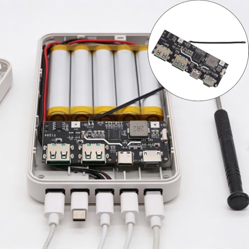 Alide 22,5 W Batterieladeplatine, 5 A Lademodul mit 5 Ports, Sicherheitsschutz für DIY-Powerbank