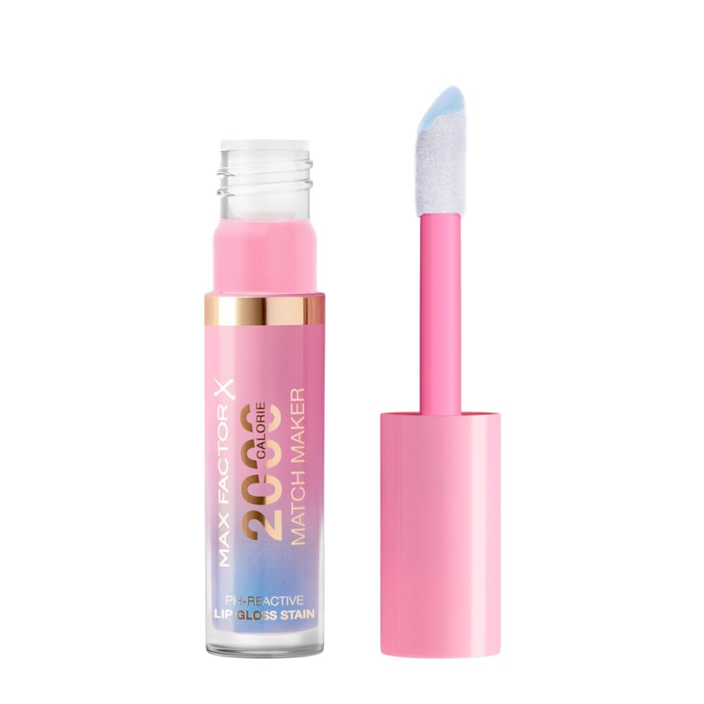 Max Factor 2000 Calorie Match Maker Lip Gloss & Stain, 020 Plot Twist, pH-reactive Formula, Instant Glossy Glow, Nourishing with Hyaluronic Acid & Squalane, Non-Sticky, Fuller Looking Lips, 4.4ml