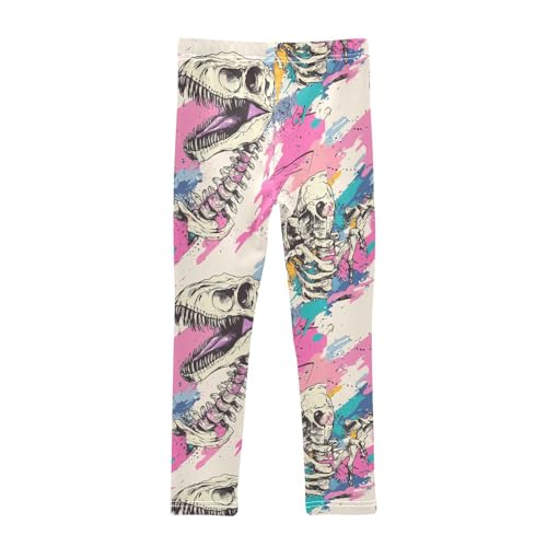 ZZKKO Girls Leggings Graffiti Dinosaurs Skeleton Toddler Girls Clothes Leggings for Girls Toddler Girls Leggings 3-4T2