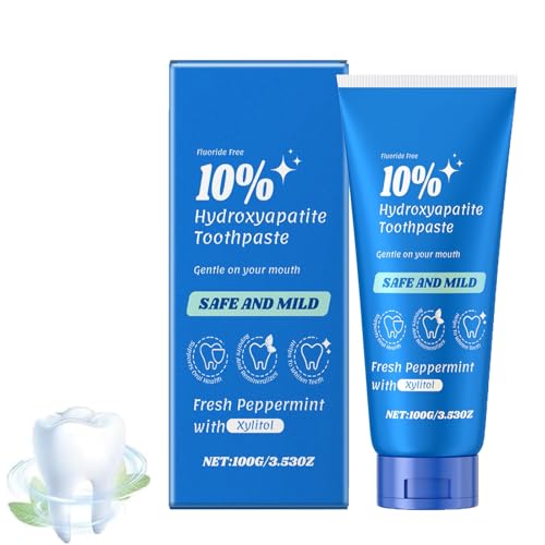 Pasta de dientes de hidroxiapatita 10% para reparar el esmalte dental y fortalecer los dientes,Pasta de dientes de remineralización de hidroxiapatita, sin flúor, blanqueamiento suave para dientes