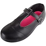 Tailles : 8 à 2 ans Absolute Footwear Chaussures d\'école légères en simili cuir avec boucle en forme de T - Noir - PU Noir, 25 EU