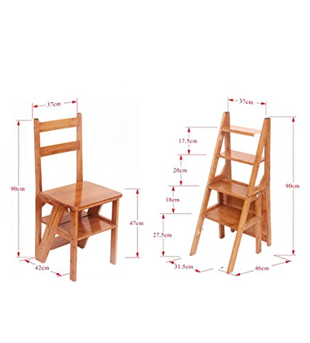 Taburetes escalonados de bambú plegables con estructura resistente de 4 escalones 6