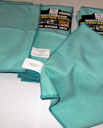 Multi-Purpose Microfiber Cleaning Cloths, Teal, 12x12 Inch, 10 Pack, Lint-Free, for Auto, Kitchen, Bath Cleaning