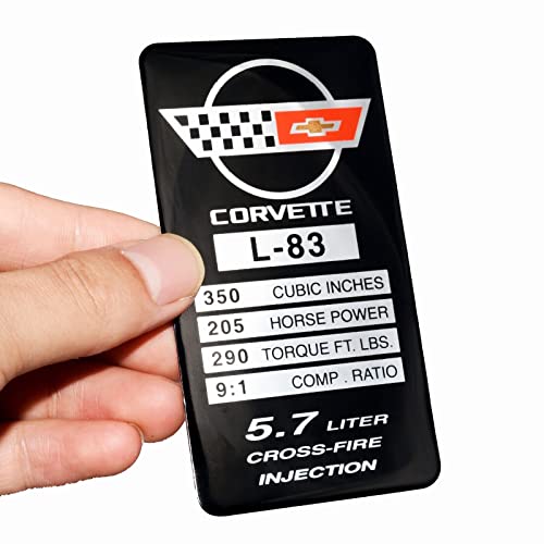 Image of 1Pc C4 Corvette 1984 L83 Engine ID Spec Metal Data Plate Consoler Emblem 3D Badge Nameplate Replacement for Corvette