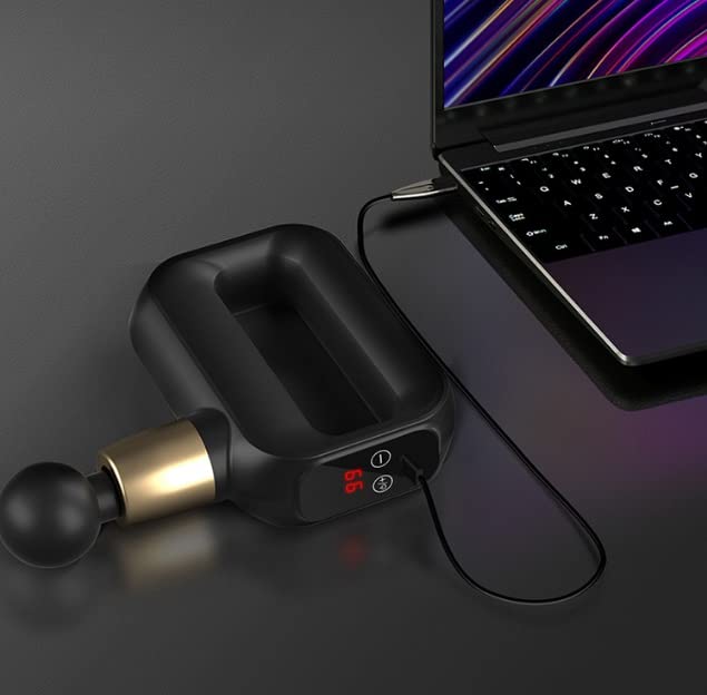 Pistola de Masaje Masajeador de Tejido Profundo, 32 velocidades Potente masajeador de percusión con Pantalla táctil LCD, con 4 Cabezales de Masaje for aliviar el Dolor Muscular y relajación Rojo