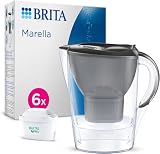 BRITA Jarra filtrante Marella Graphite (2,4l) incl 6 cartuchos filtro agua grifo MAXTRA PRO All-in-1 reducido PFAS,piedra caliza, cloro, algunas impurezas y metales indicador temporal, ecoembalaje