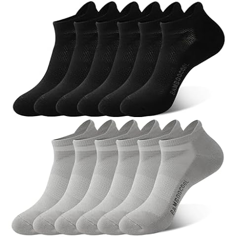 BAMBOO COOL Men's Ankle Socks Athletic Low Cut Cushioned Moisture Wicking, Running Socks Arch Support Breathable, 6 Pack Multicolor Socks Cover