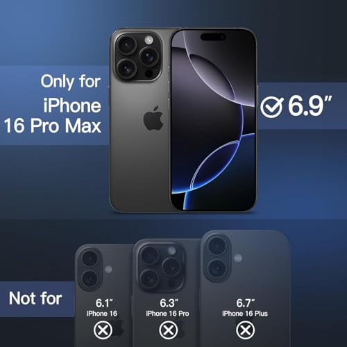 Image of Magnetic Case for iPhone 16 Pro Max 6.9-Inch Compatible with MagSafe, Shockproof Phone Bumper Cover, Solid Color Matte TPU Frame, Anti-Scratch Clear Back (Black)