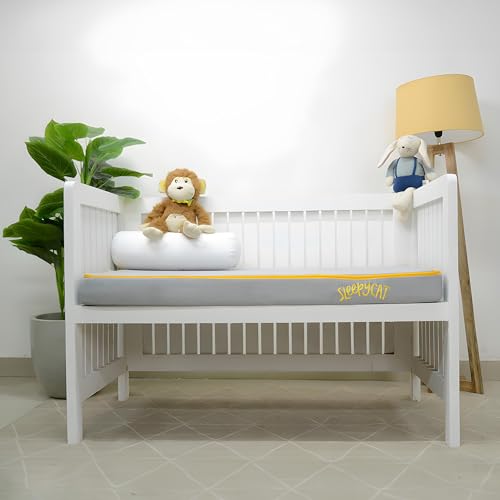 Image of SleepyCat Baby Mattress for Crib & Toddler Bed | High Density Foam with Medium Firm Support | Waterproof Washable Cover | Hypoallergenic & Breathable | 48x24x4 Inch