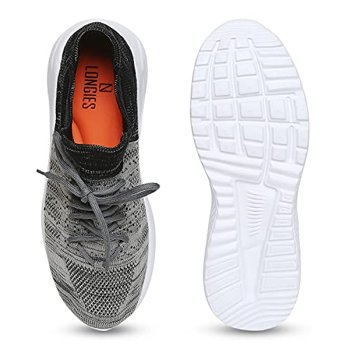 Image of Longies Men's Single Knitted Mesh Running Shoes LGMLSSV001 Carbon Black 10 /UK