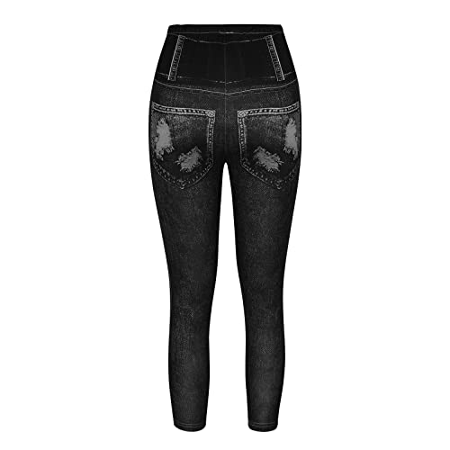 Petite Leggings Skinny Denim Pants for Women Stretch Waist Tight Patch Jeans Bottoms Full Length Trousers Streetwear3
