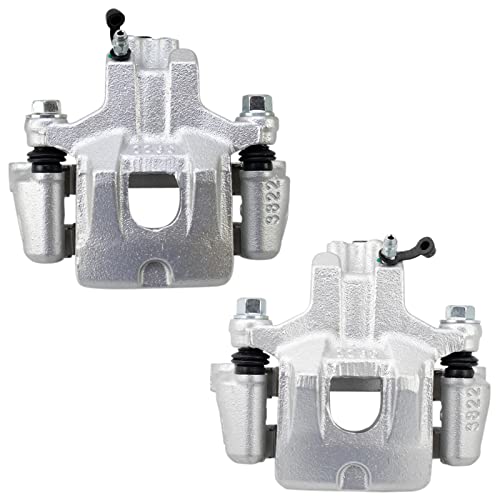 Image of TRQ Rear Driver and Passenger Side Brake Caliper Set Caliper Brackets Hardware Compatible with 00-05 Toyota Avalon