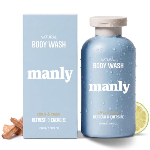 Manly Wash, Body Wash for Teen Boys, Natural Body Wash for Boys with Plant-Based Ingredients, Fresh Cedarwood & Citrus Scent, Gentle Shower Cleanser for Teen Guys, Hydrating Daily Wash (1Pc)