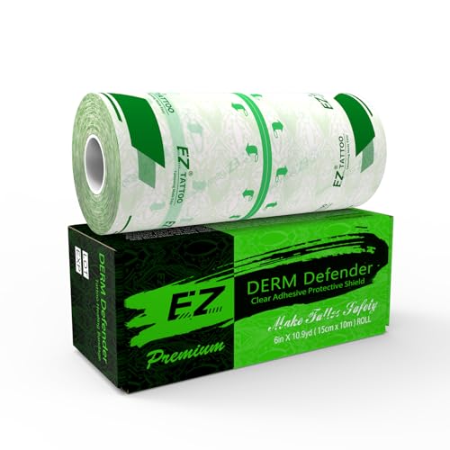 EZ Second Skin Tattoo Cover - Roll (6 inch X 10.9 Yard) Tattoo Aftercare Waterproof Bandage Adhesive Tattoo Skin Healing Wrap 2nd Skin Tattoo Protector for Skin Recovery Tattoo Supplies