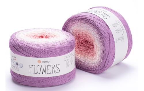 Image of Yarn Art YarnArt Flowers Yarn 55% Cotton 45% Acrylic 250gr 1094yds Multicolor Cotton Yarn Rainbow Crochet Yarn Spring Summer - 1 Fine Sport Skein (305)