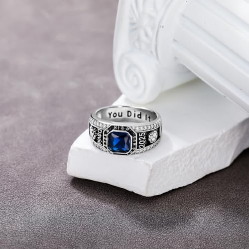 Custom Men's Class Ring - College & High School Graduation Gift - Sterling Silver & 10k/14k/18k Gold Class Ring Band3