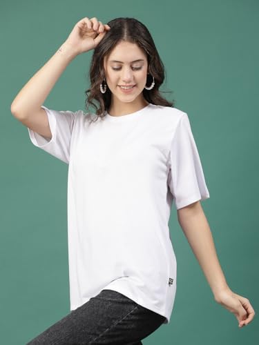 Image of Rigo Back Printed Half Sleeves Round Neck Oversized T-Shirt for Women | Drop Shoulder T-Shirt for Women | Loose Baggy Fit T-Shirt for Women /Girls