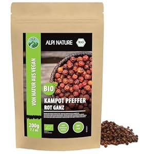 Alpi Nature Kampot Pfeffer rot BIO 200g, roter Kampot Pfeffer, bio Pfefferkörner ganz