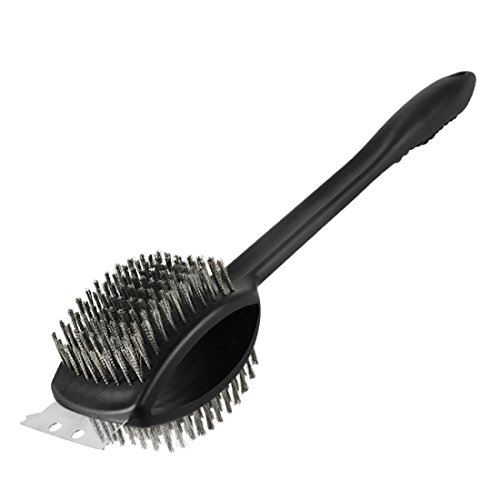 B&C.Room Grill Brush Barbecue Double Headed BBQ Cleaner Cleaning Brush Stainless Steel Wire Bristles with Scraper 17"