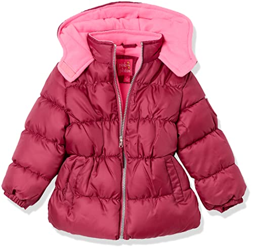 Pink Platinum Girls' Hooded Puffer Jacket, Berry, 12M #TOP8