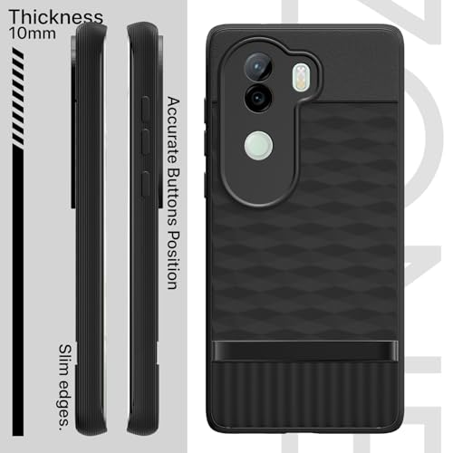 Image of Outlouders Back Cover for Vivo V40e 5G / iQOO Z9s 5G | TPU Soft Flexible Shockproof | Full Camera Protection Back Case (Black)
