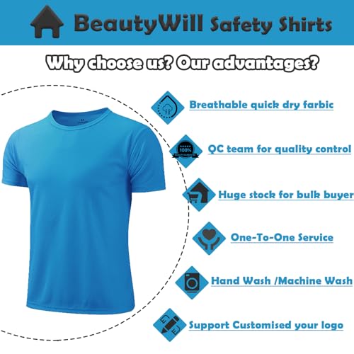 BeautyWill High Visibility Reflective Shirts for Men and Women Class 2 Safety Shirts with 6 Reflective Tapes2
