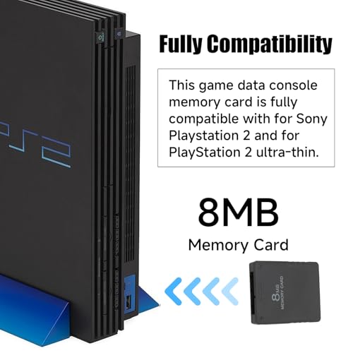Image of PS2 Memory Card, High Speed Game Memory Card, 15% Speed Up Portable Memory Cards, Compatible with ABS PS2 Accessories Replacement for Saving Games and Information (8MB)