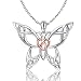 MANBU 925 Sterling Sliver Celtic Jewelry - Butterfly Heart Necklace Irish Knot Pendant for Girls Ladies Women