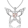 Sterling-Silver-Butterfly-Necklace-Celtic-Jewelry-Gifts-for-Women-Butterfly-Lovers MANBU Sterling Silver Butterfly Necklace - Celtic Jewelry Gifts for Women Butterfly Lovers (rosegold heart necklace)