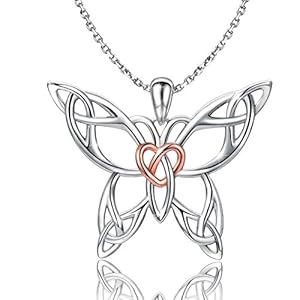 Sterling-Silver-Butterfly-Necklace-Celtic-Jewelry-Gifts-for-Women-Butterfly-Lovers MANBU Sterling Silver Butterfly Necklace - Celtic Jewelry Gifts for Women Butterfly Lovers (rosegold heart necklace)